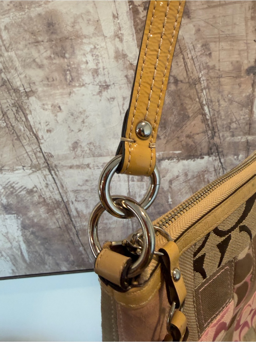 Vintage Coach Patchwork Shoulder Bag Purse m - Picture 8 of 17